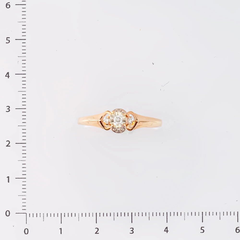 Кольцо с бриллиантом из красного золота 585 пробы