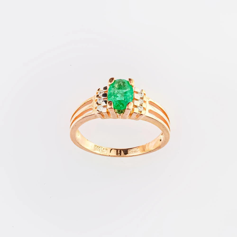 Кольцо с изумрудом из красного золота 585 пробы