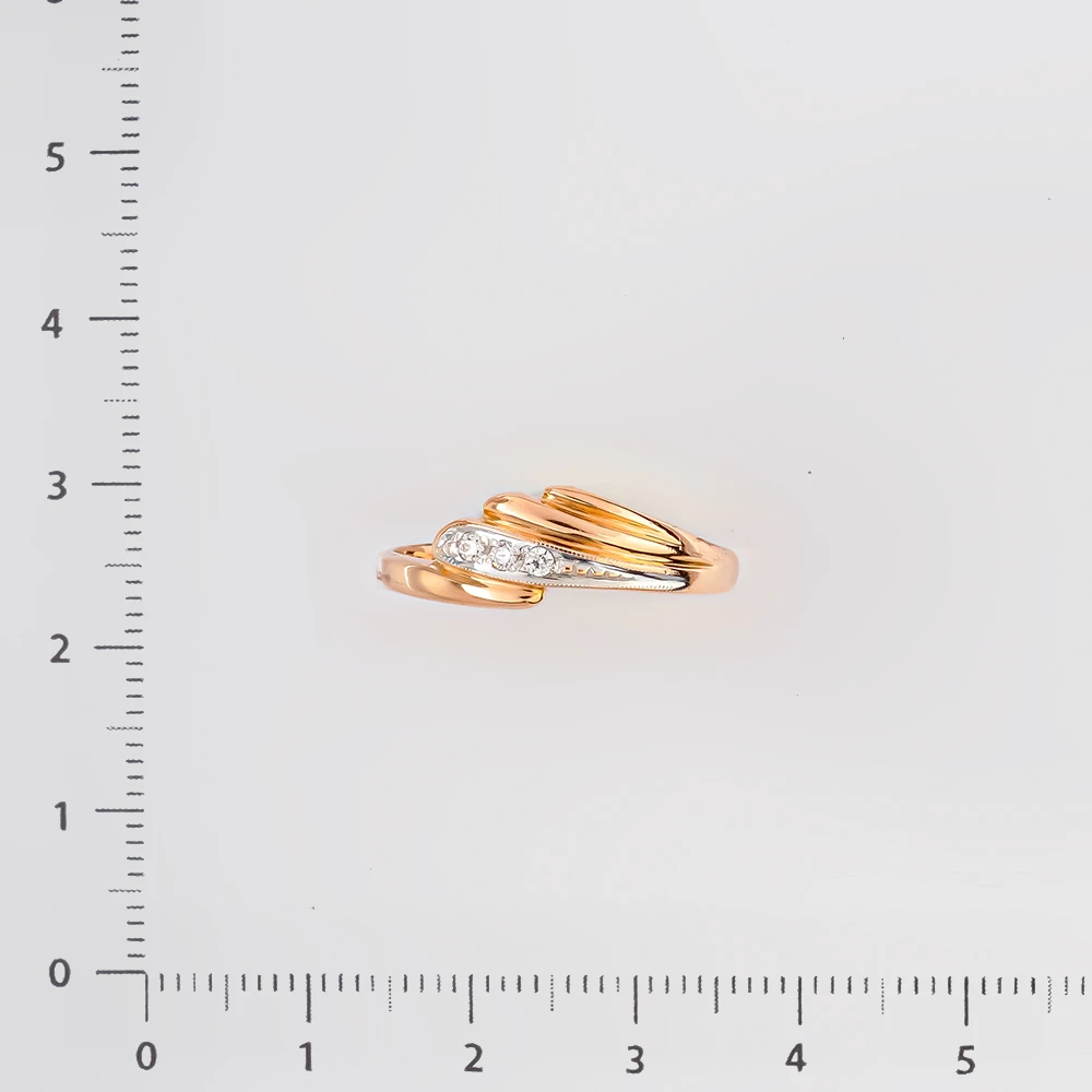 Кольцо с фианитом из красного золота 585 пробы