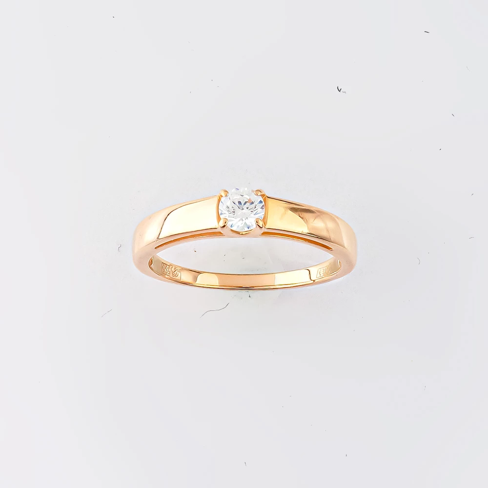 Кольцо с фианитом из красного золота 585 пробы