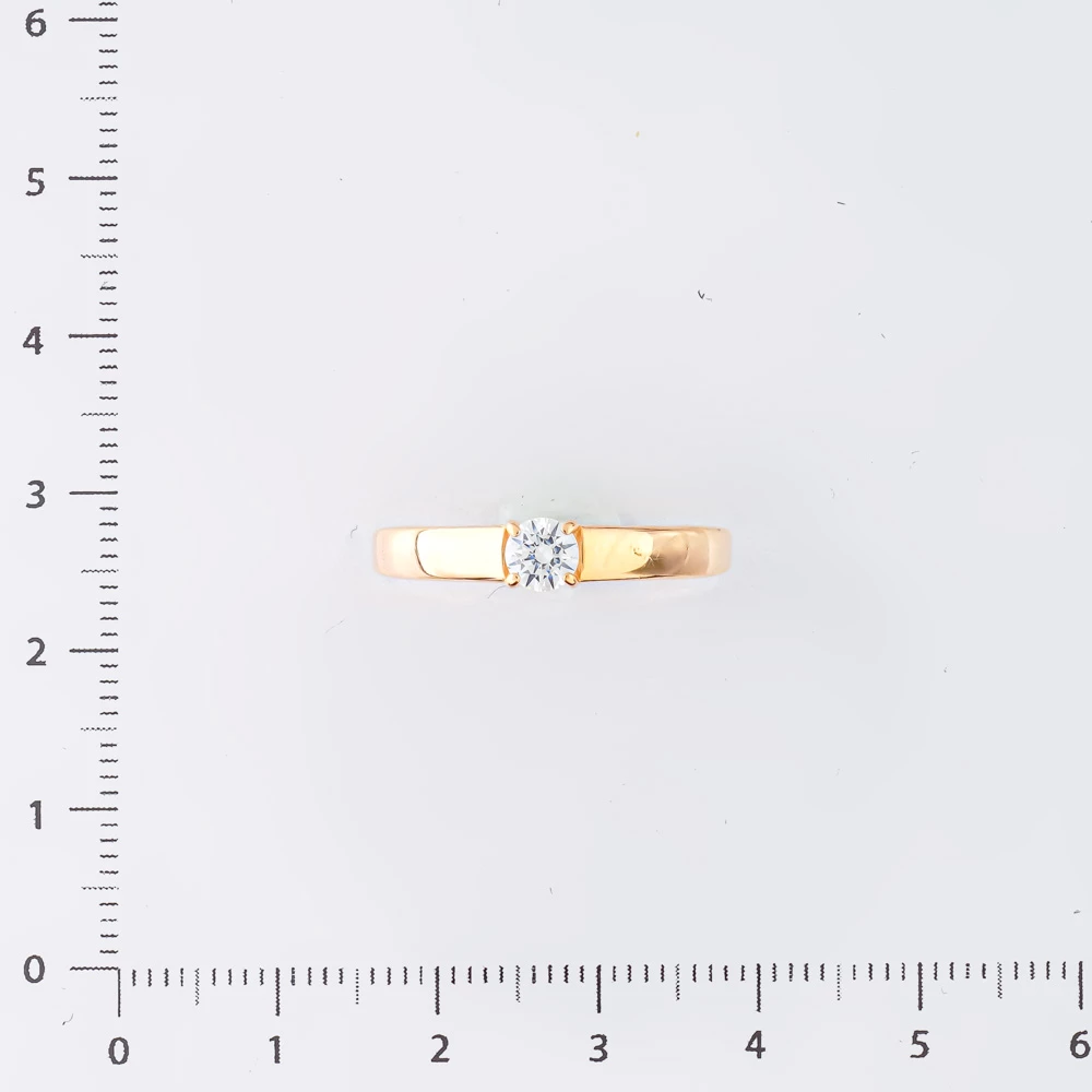 Кольцо с фианитом из красного золота 585 пробы