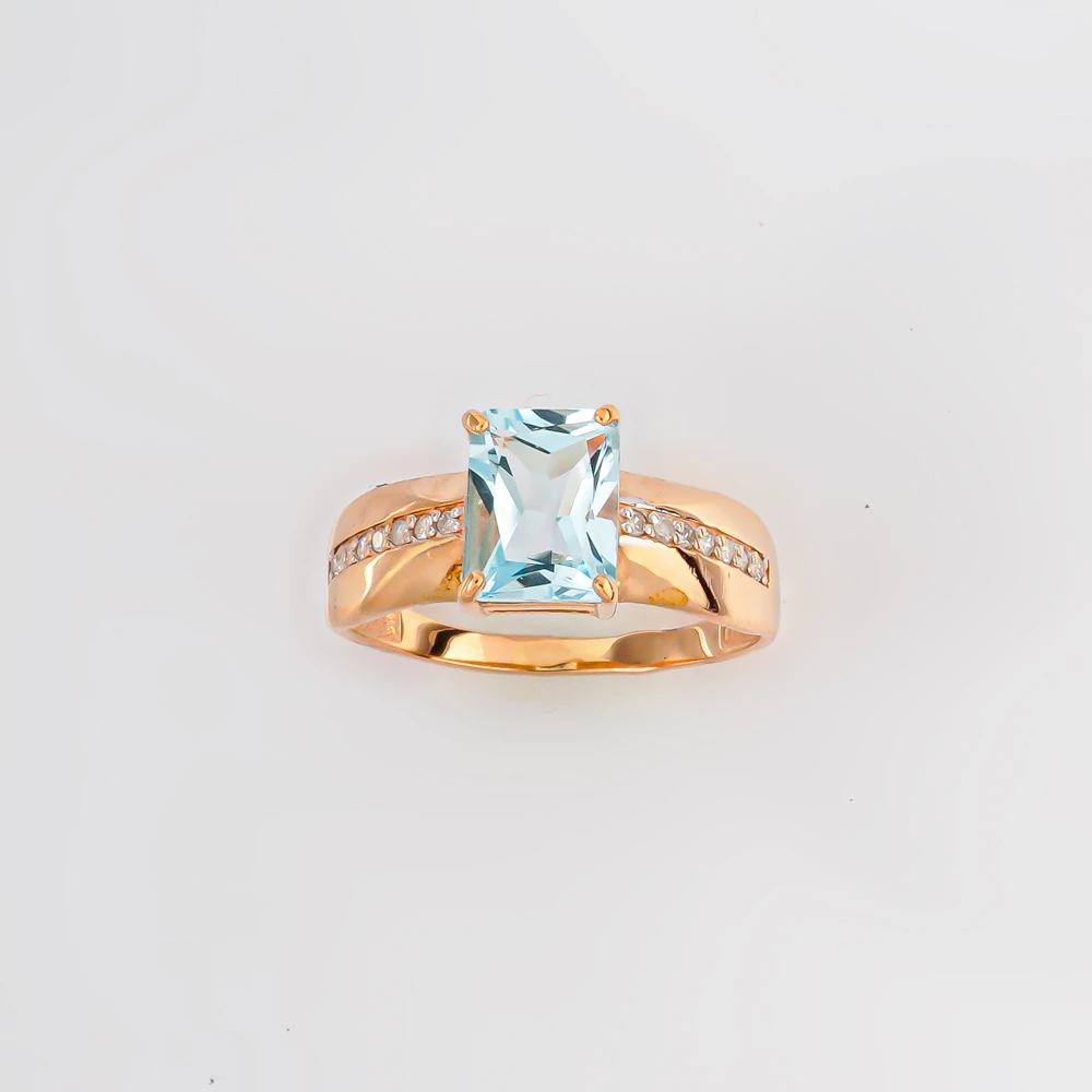 Кольцо с топазом из красного золота 585 пробы