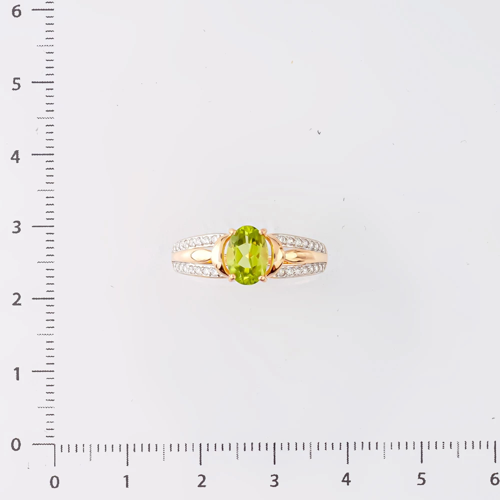 Кольцо с хризолитом из красного золота 585 пробы