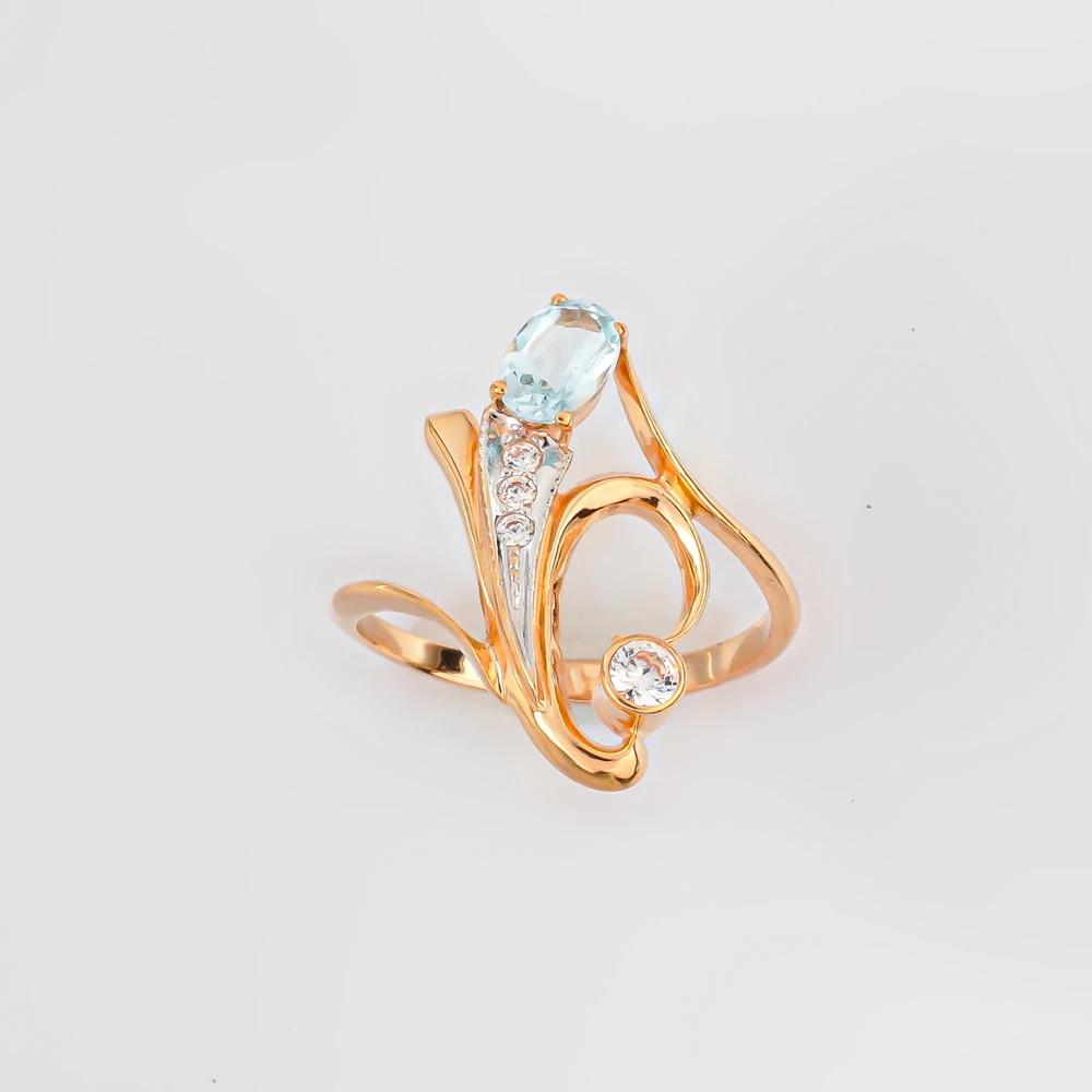 Кольцо с топазом из красного золота 585 пробы