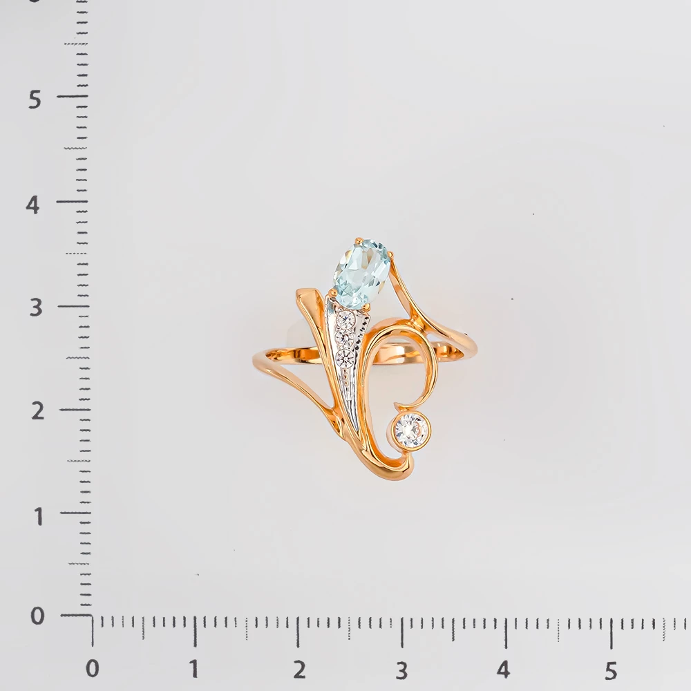 Кольцо с топазом из красного золота 585 пробы