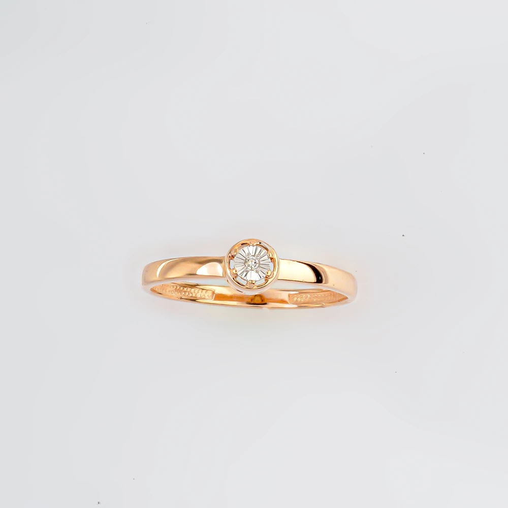 Кольцо с бриллиантом из красного золота 585 пробы