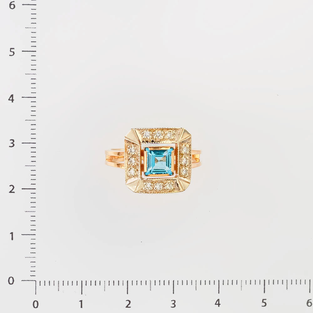 Кольцо с топазом из красного золота 585 пробы