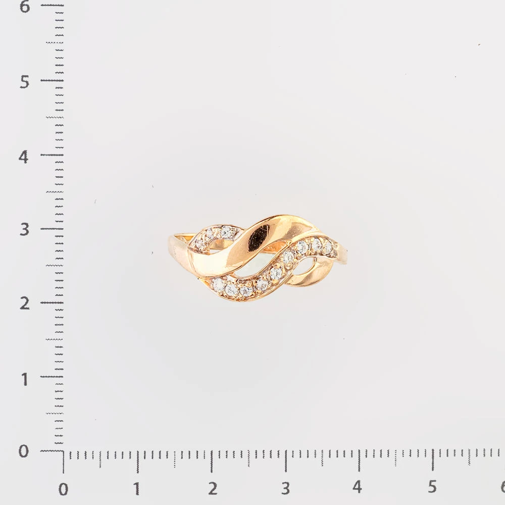 Кольцо с фианитом из красного золота 585 пробы