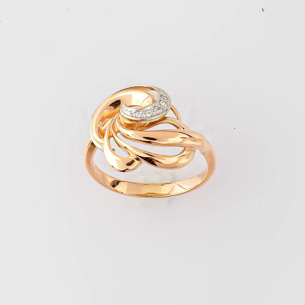 Кольцо с фианитом из красного золота 585 пробы Кольцо с фианитом из красного золота 585 пробы