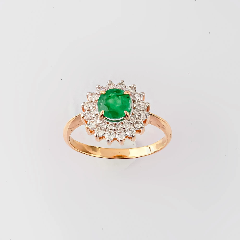 Кольцо с изумрудом из красного золота 585 пробы