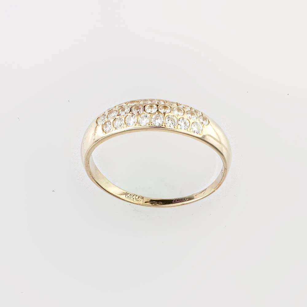 Кольцо с фианитом из белого золота 585 пробы