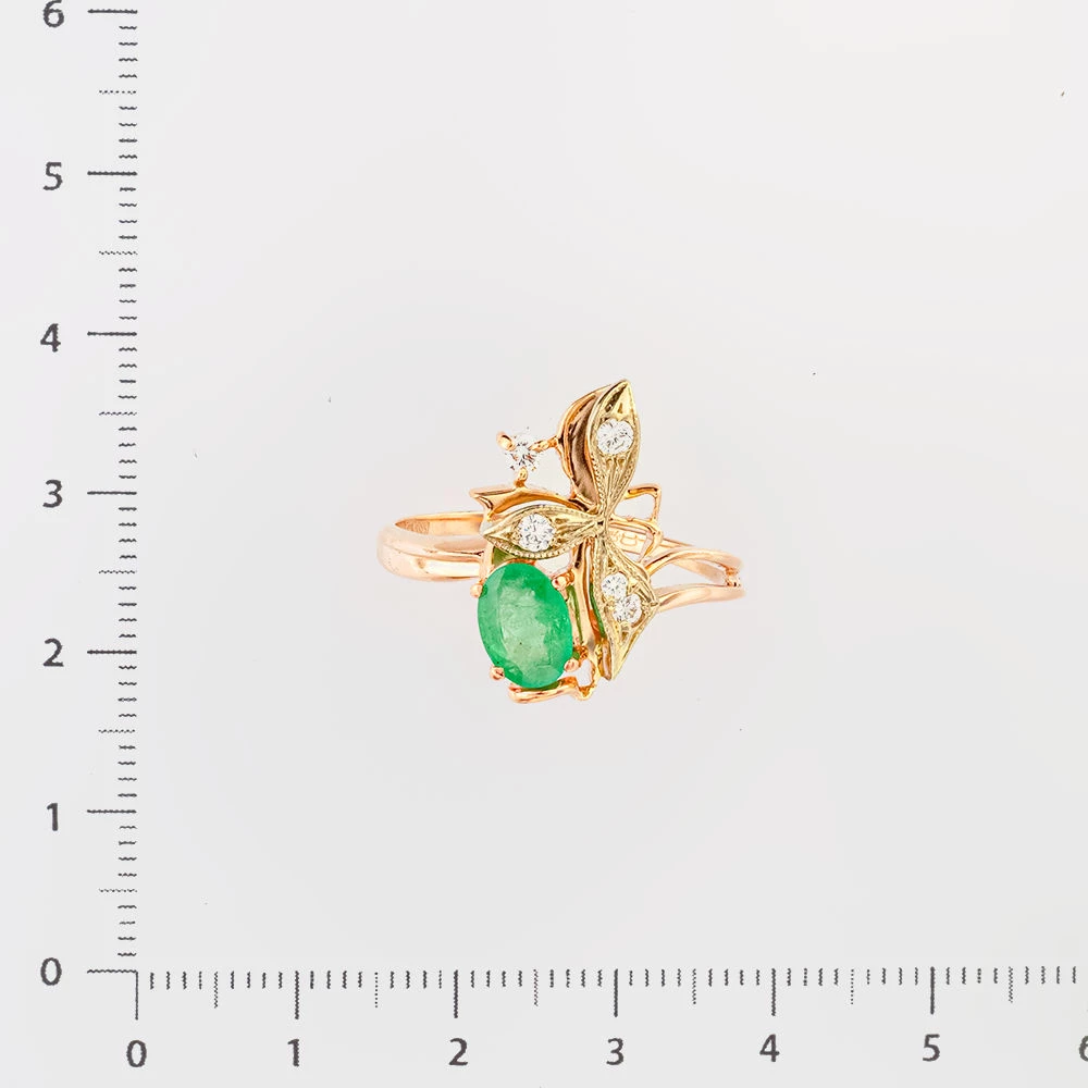 Кольцо с изумрудом из красного золота 585 пробы