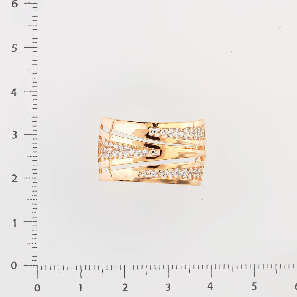 Кольцо с фианитом из красного золота 585 пробы