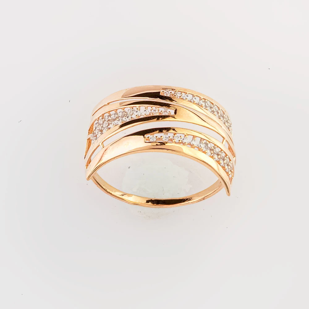 Кольцо с фианитом из красного золота 585 пробы