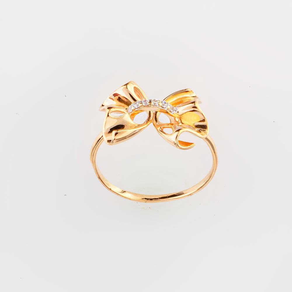 Кольцо с фианитом из красного золота 585 пробы