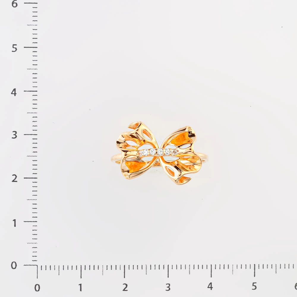 Кольцо с фианитом из красного золота 585 пробы