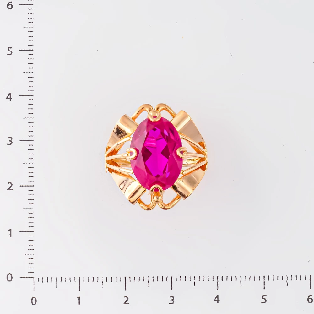 Кольцо с фианитом из красного золота 583 пробы