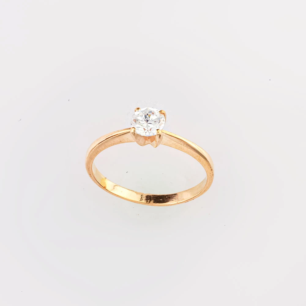 Кольцо с фианитом из красного золота 585 пробы