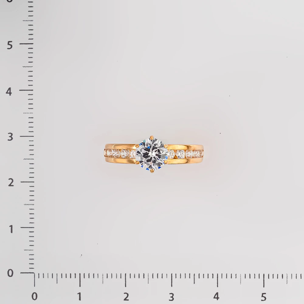 Кольцо с фианитом из красного золота 585 пробы