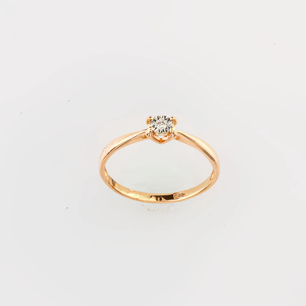 Кольцо с бриллиантом из красного золота 585 пробы