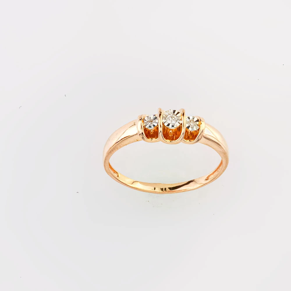 Кольцо с бриллиантом из красного золота 585 пробы