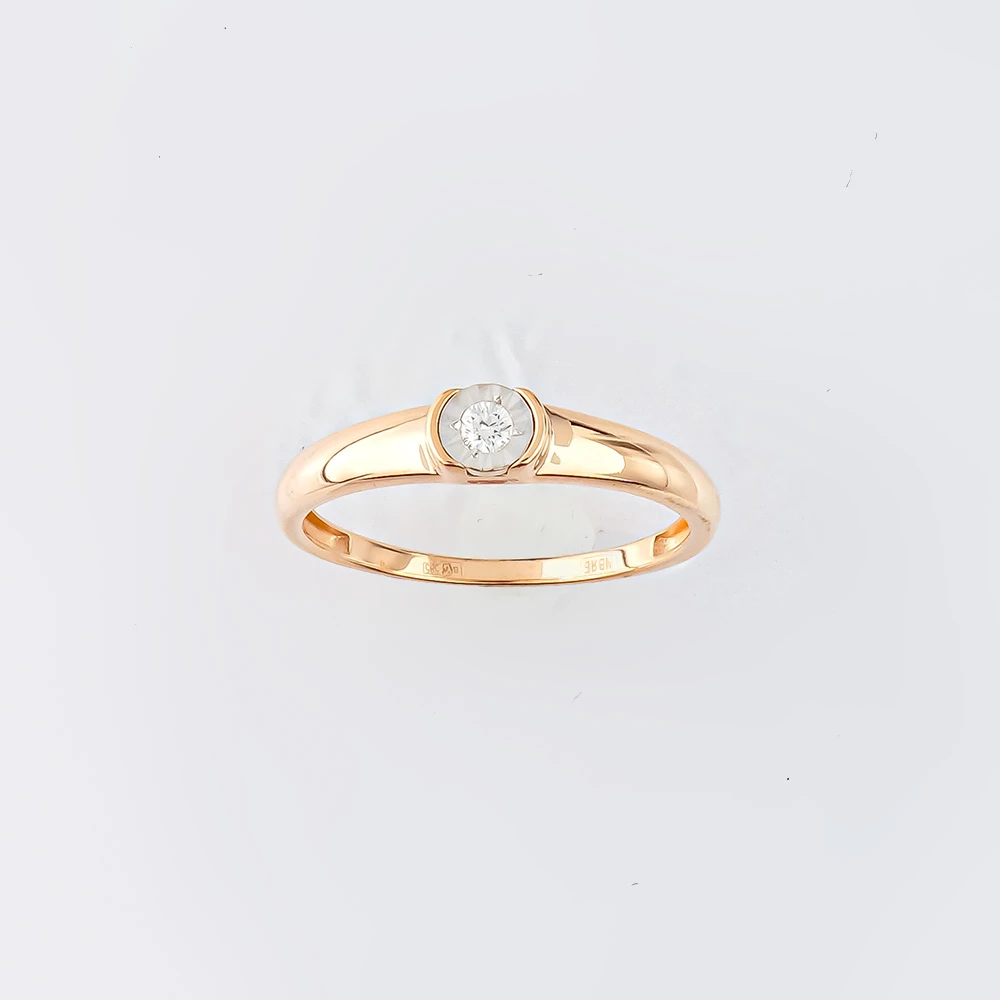 Кольцо с бриллиантом из красного золота 585 пробы