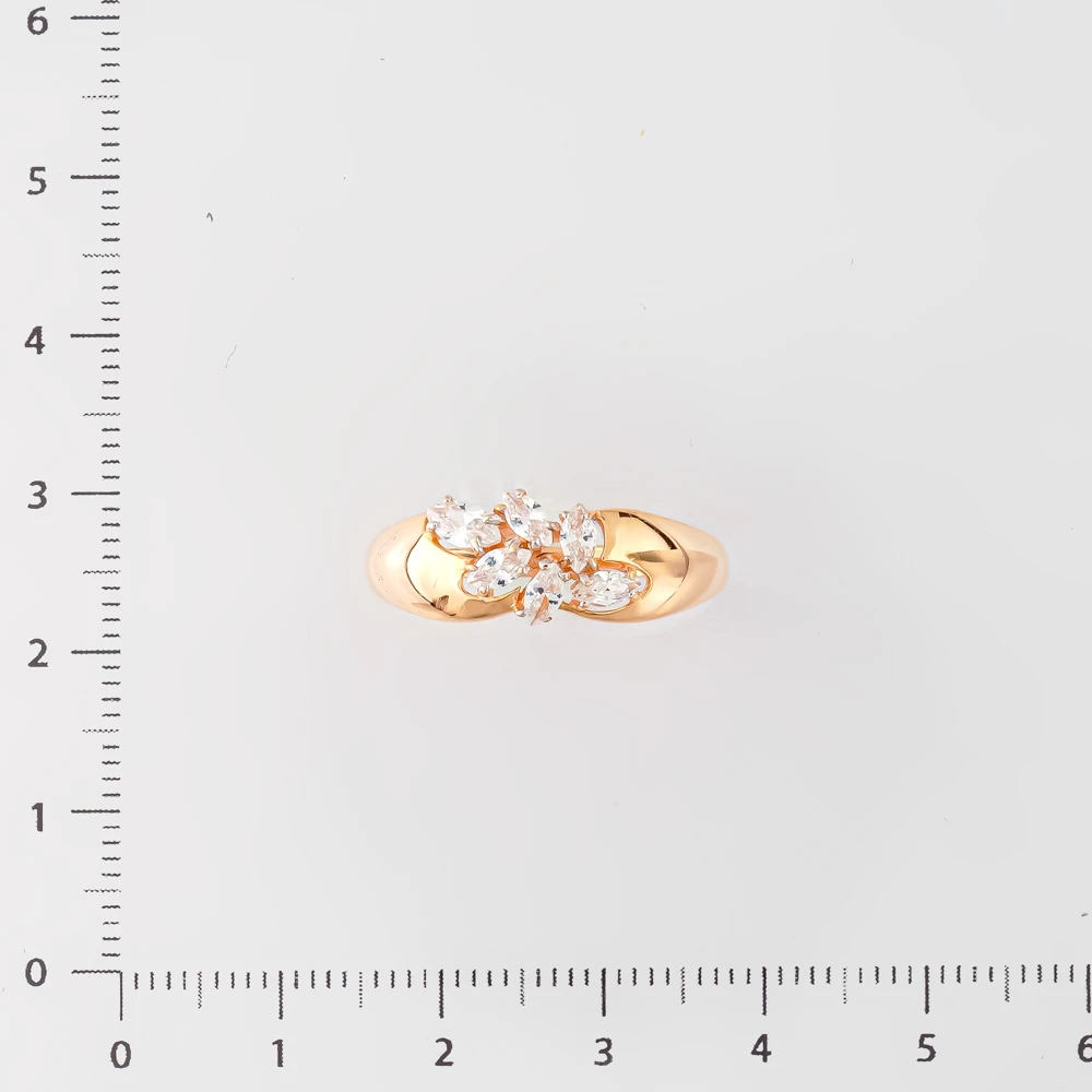 Кольцо с фианитом из красного золота 585 пробы