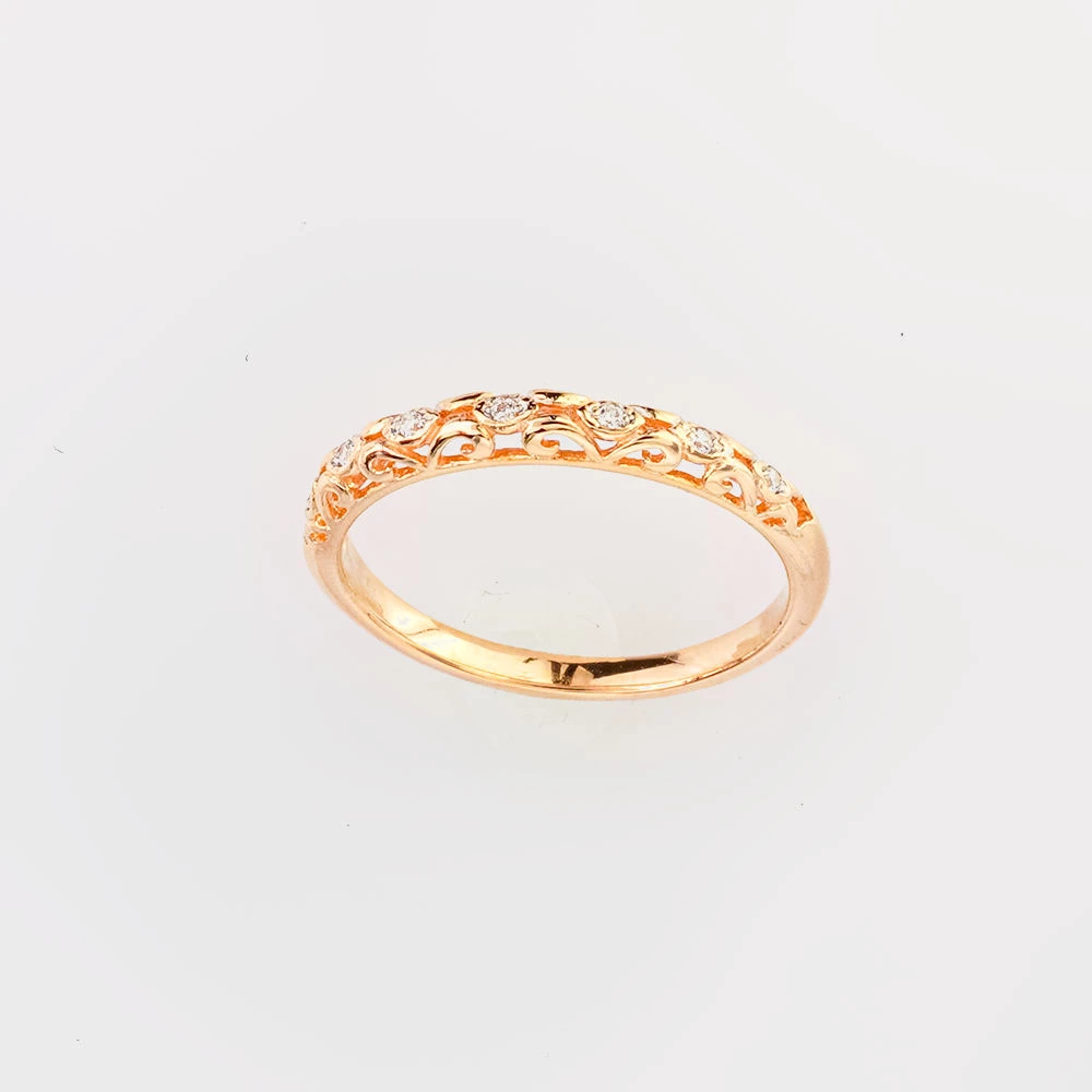 Кольцо с фианитом из красного золота 585 пробы