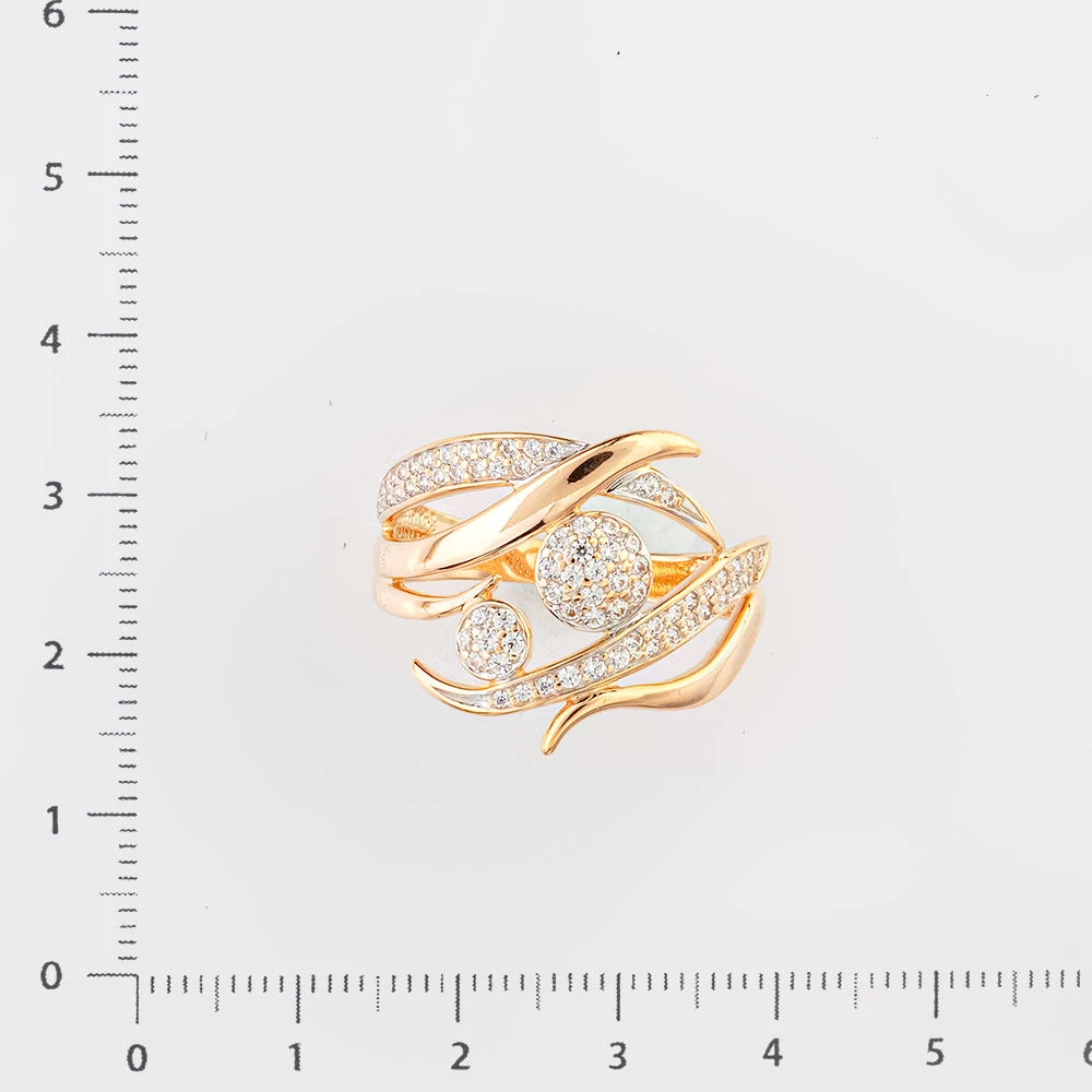 Кольцо с фианитом из красного золота 585 пробы