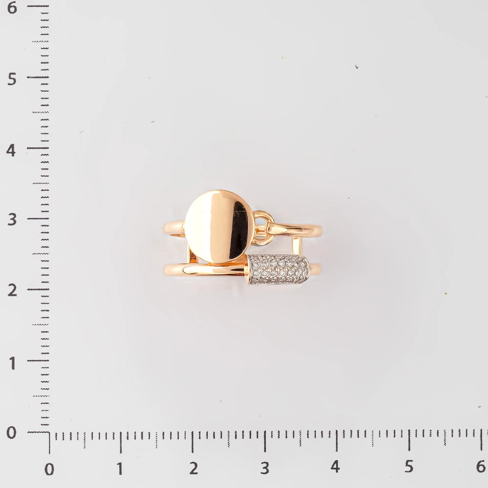 Кольцо с фианитом из красного золота 585 пробы