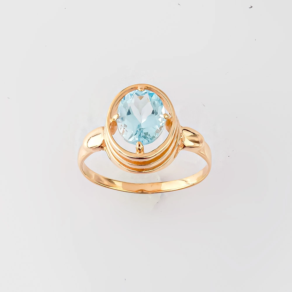 Кольцо с топазом из красного золота 585 пробы