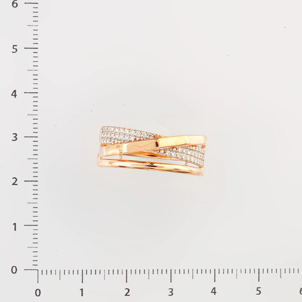 Кольцо с фианитом из красного золота 585 пробы