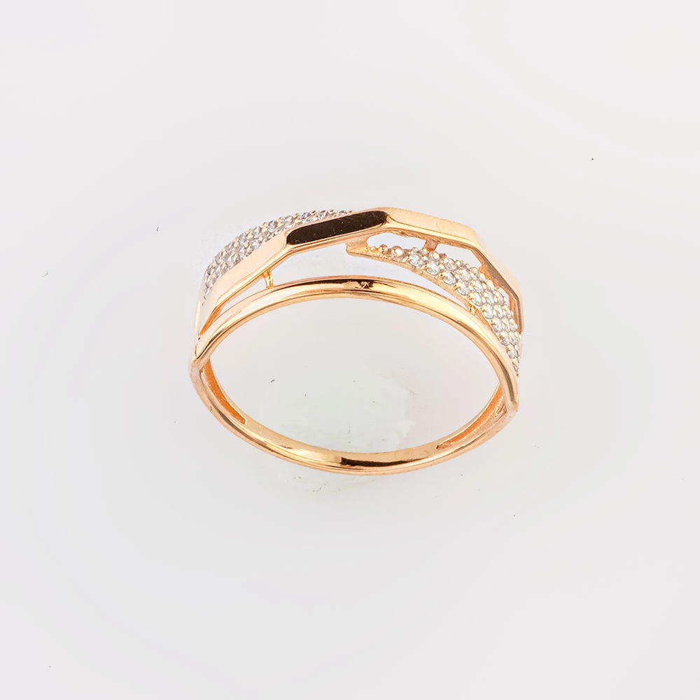 Кольцо с фианитом из красного золота 585 пробы