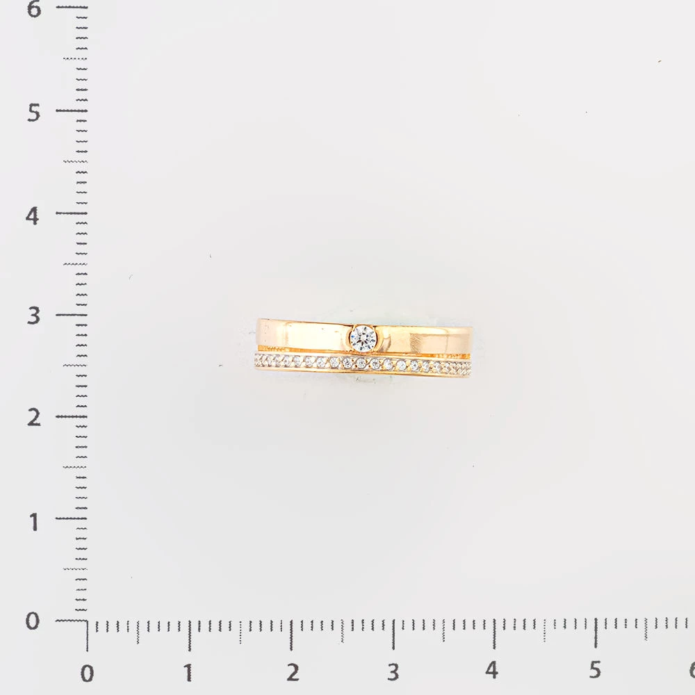 Кольцо с фианитом из красного золота 585 пробы