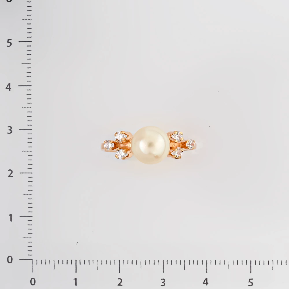 Кольцо с культивированным жемчугом из красного золота 585 пробы