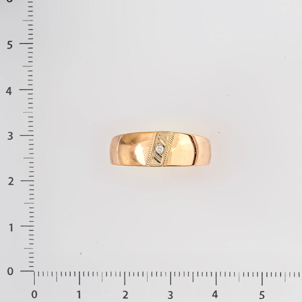 Кольцо с фианитом из красного золота 585 пробы