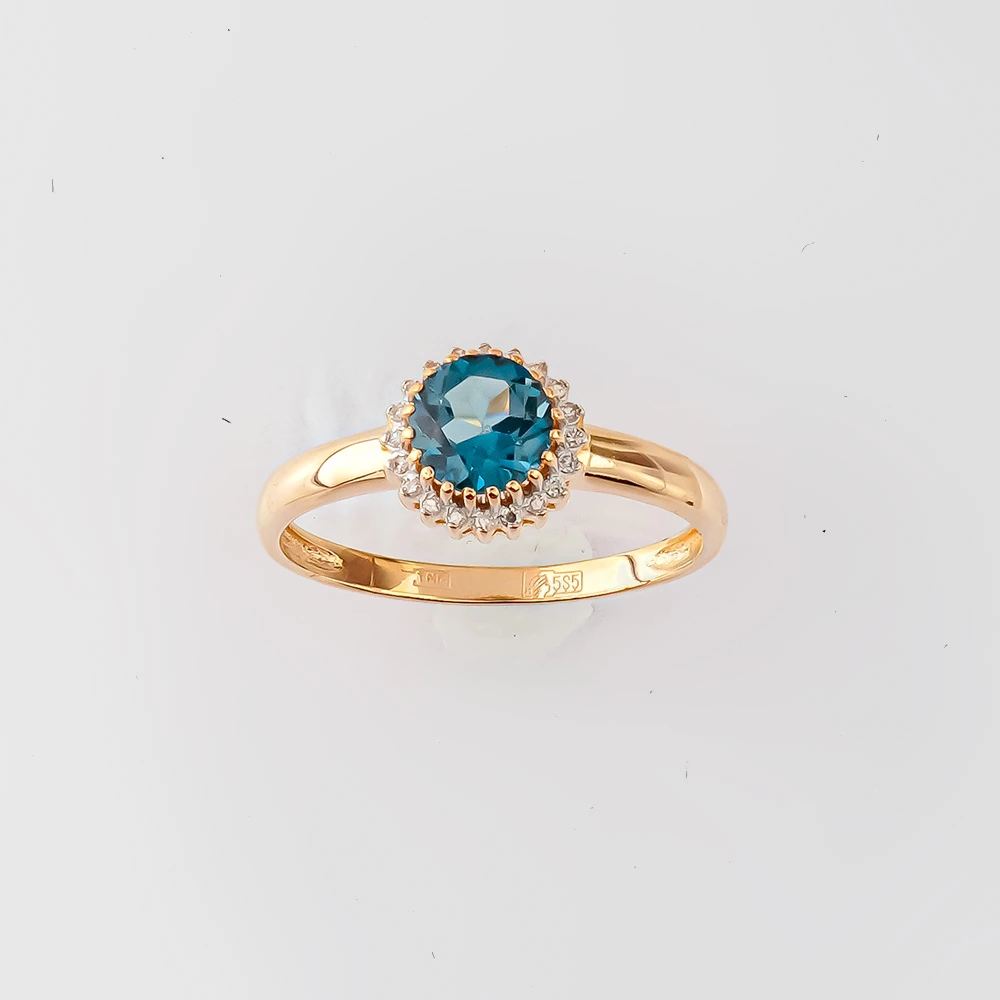 Кольцо с топазом лондон из красного золота 585 пробы Кольцо с топазом лондон из красного золота 585 пробы