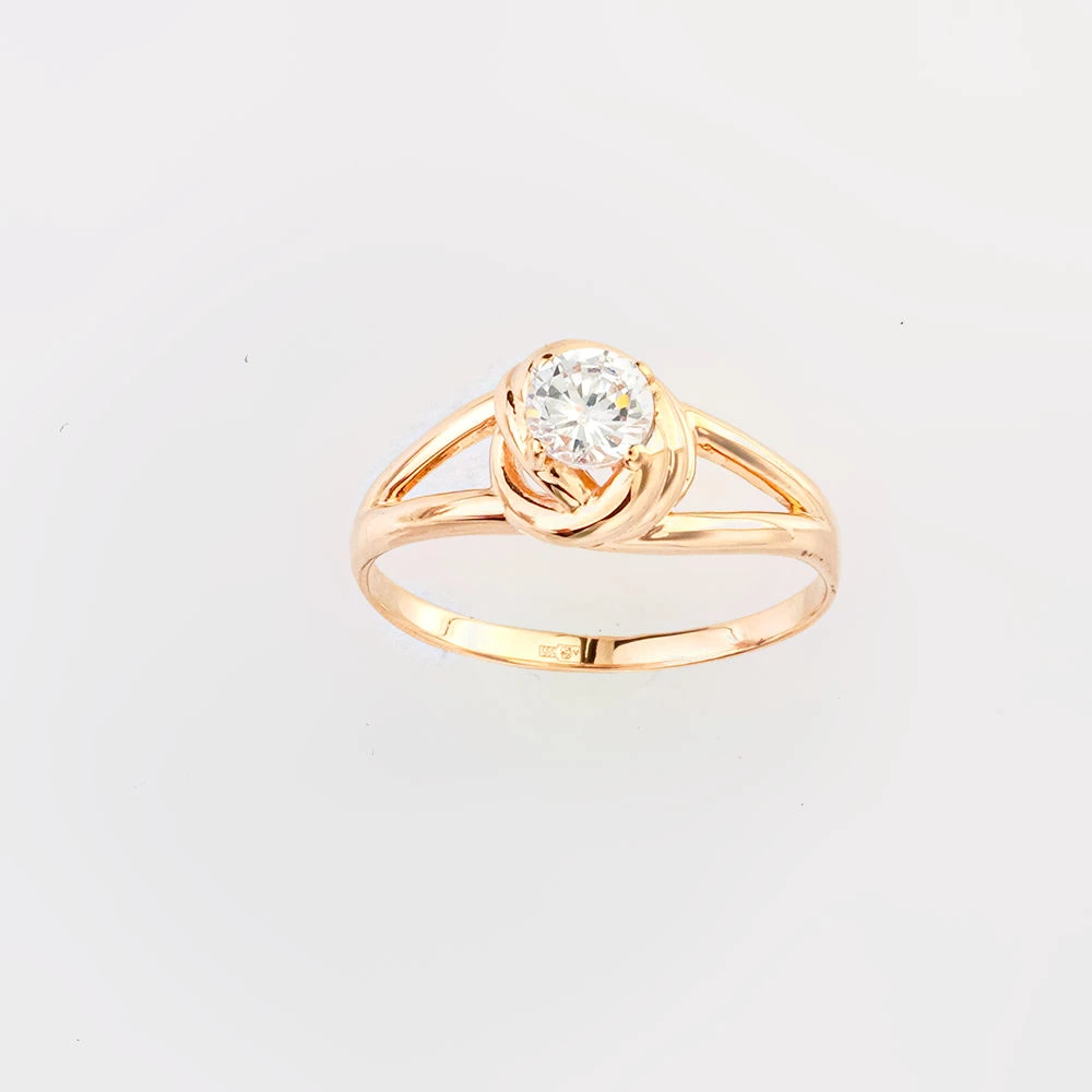 Кольцо с фианитом из красного золота 585 пробы Кольцо с фианитом из красного золота 585 пробы