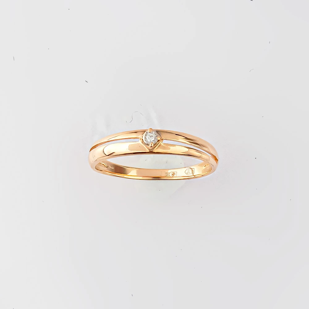 Кольцо с бриллиантом из красного золота 585 пробы