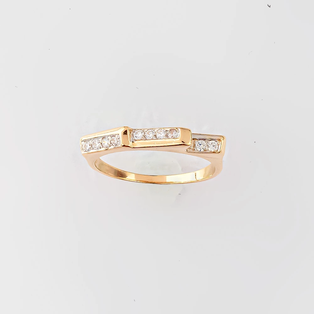 Кольцо с фианитом из красного золота 585 пробы