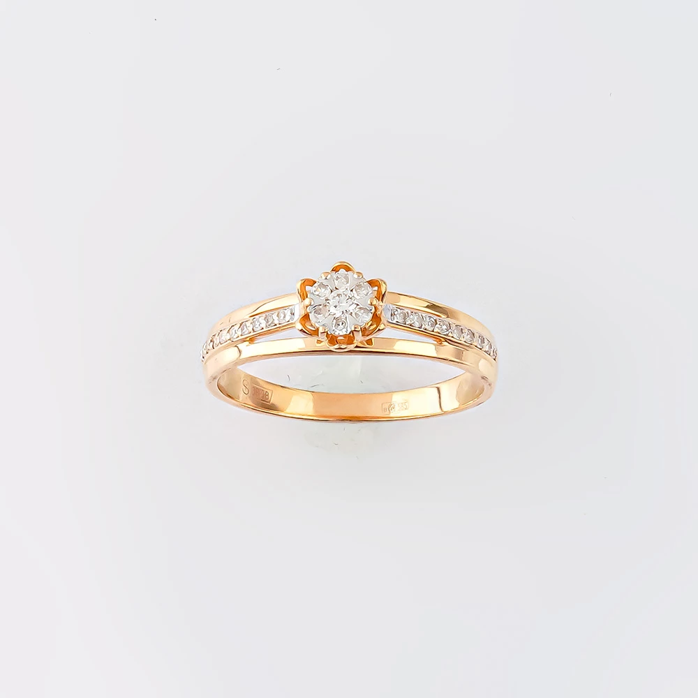 Кольцо с бриллиантом из красного золота 585 пробы