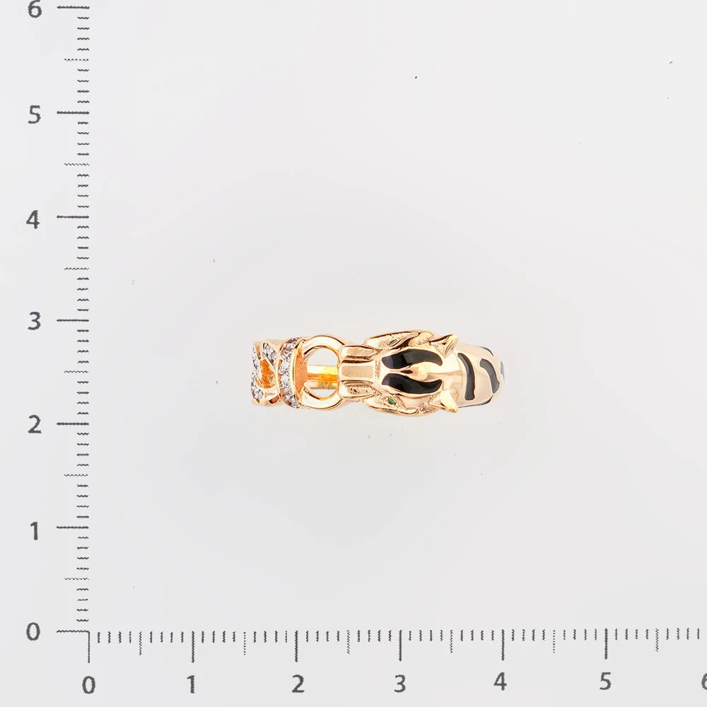 Кольцо с эмалью из красного золота 585 пробы