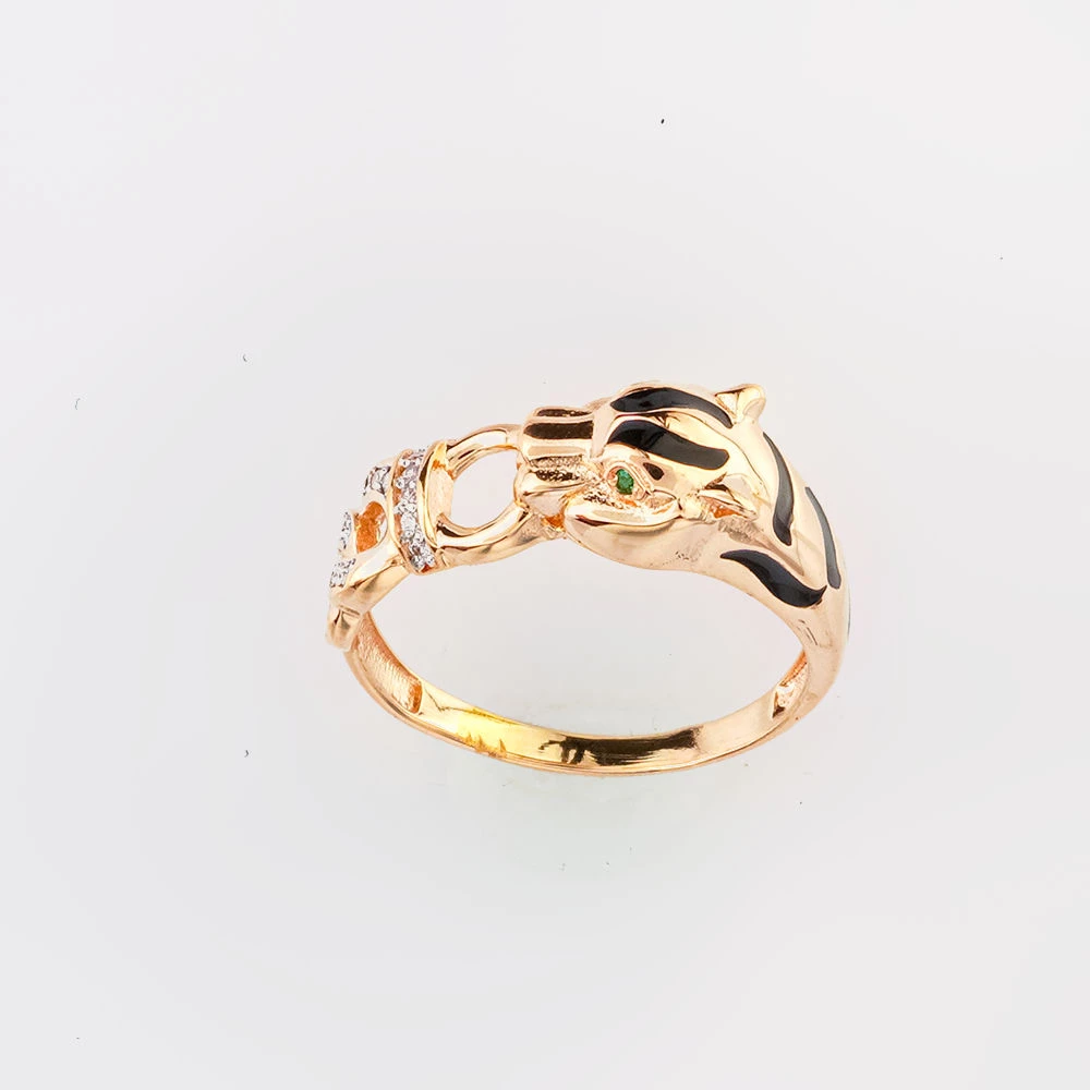 Кольцо с эмалью из красного золота 585 пробы