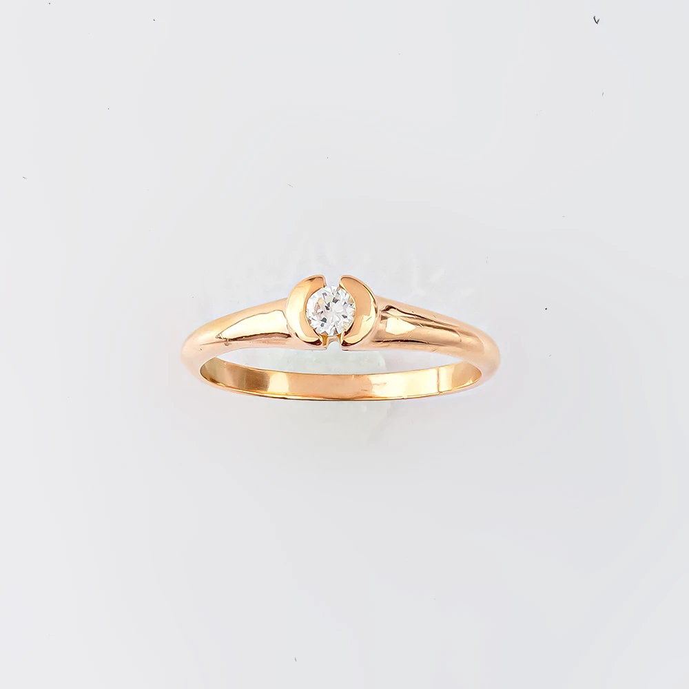 Кольцо с фианитом из красного золота 585 пробы