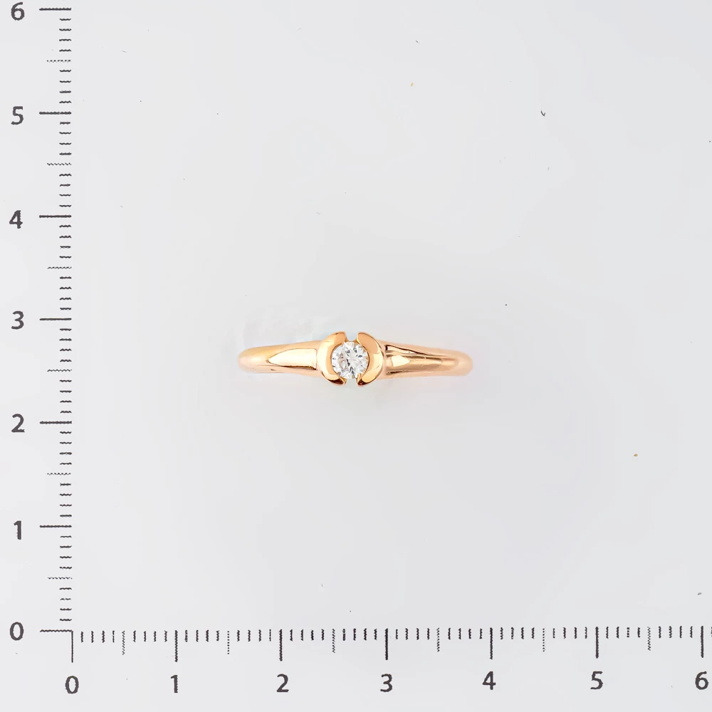 Кольцо с фианитом из красного золота 585 пробы