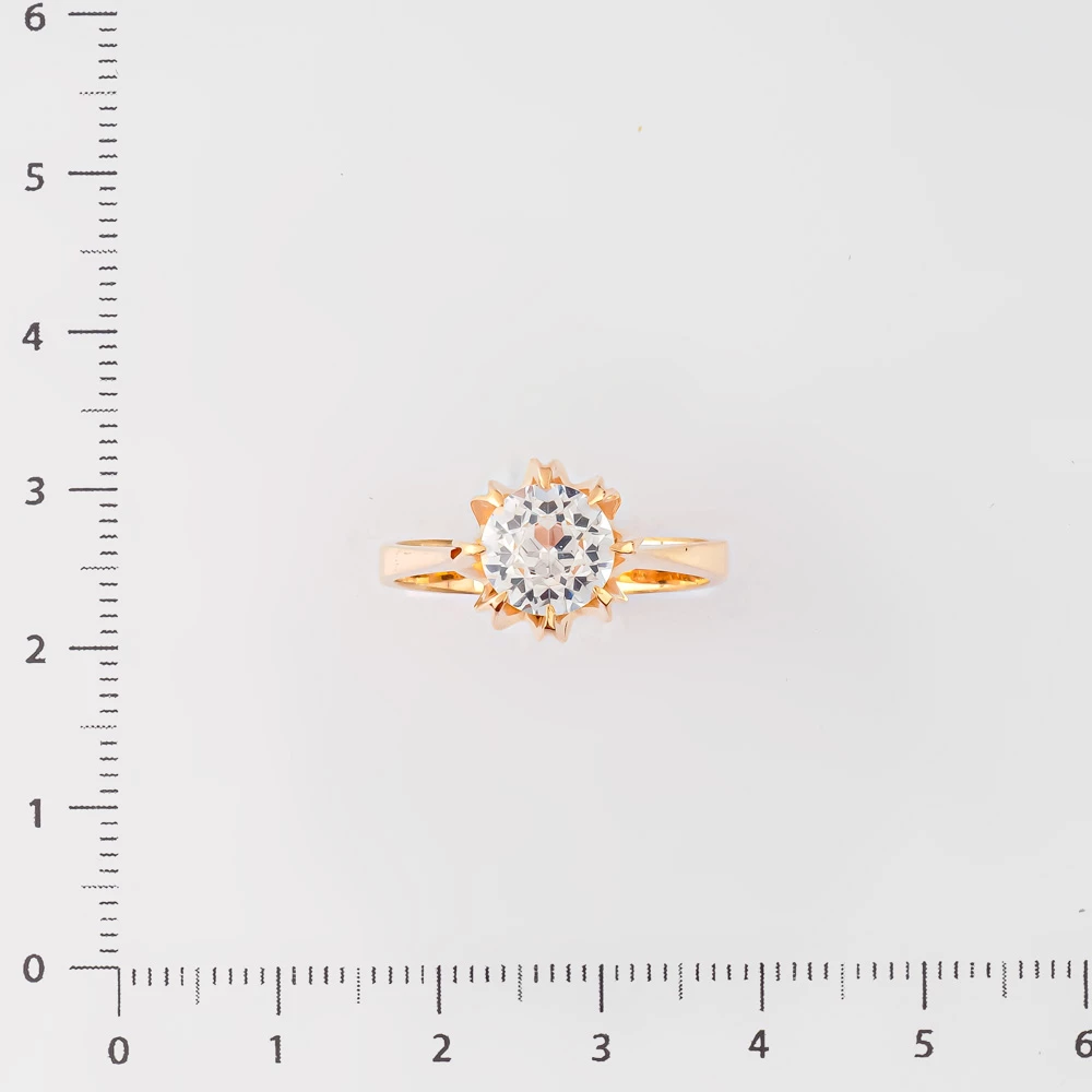 Кольцо с фианитом из красного золота 583 пробы