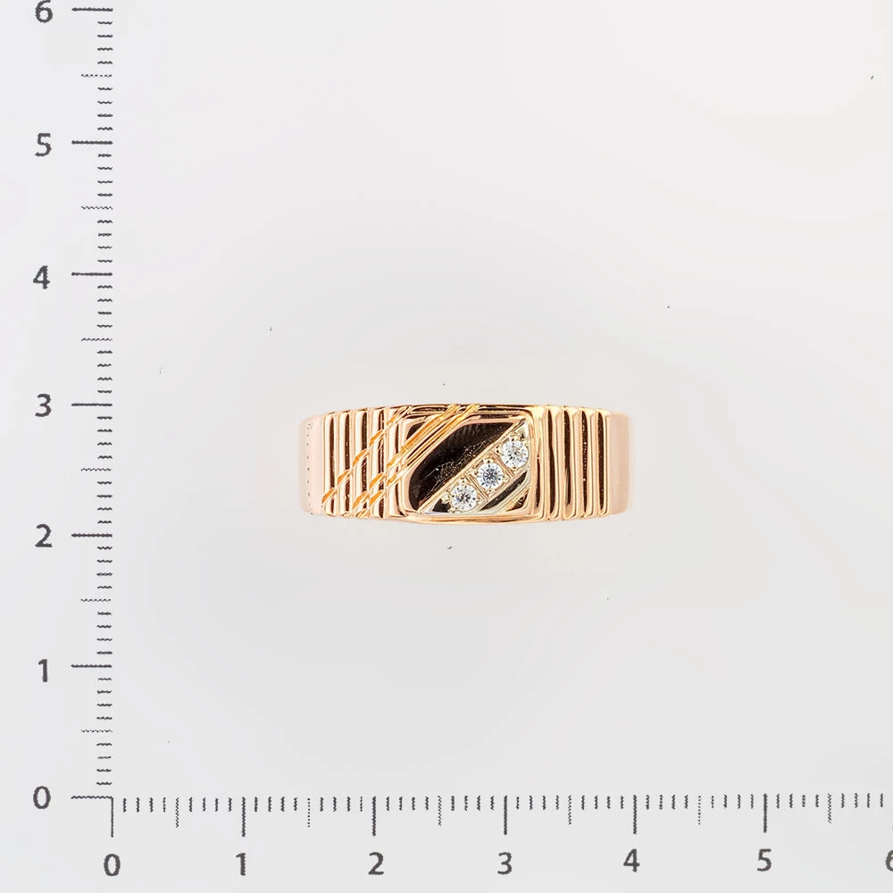 Кольцо с фианитом из красного золота 585 пробы