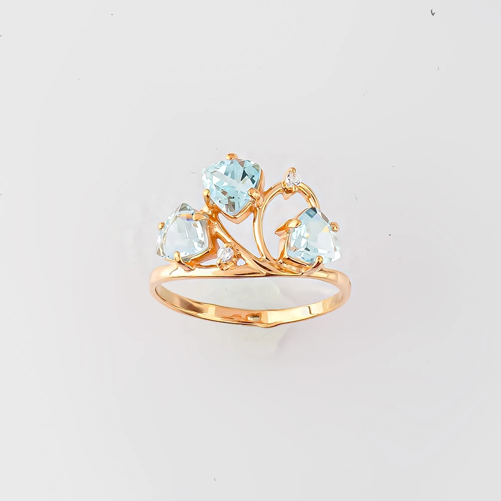 Кольцо с топазом из красного золота 585 пробы