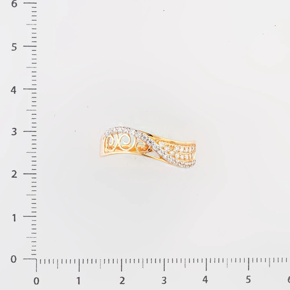 Кольцо с фианитом из красного золота 585 пробы