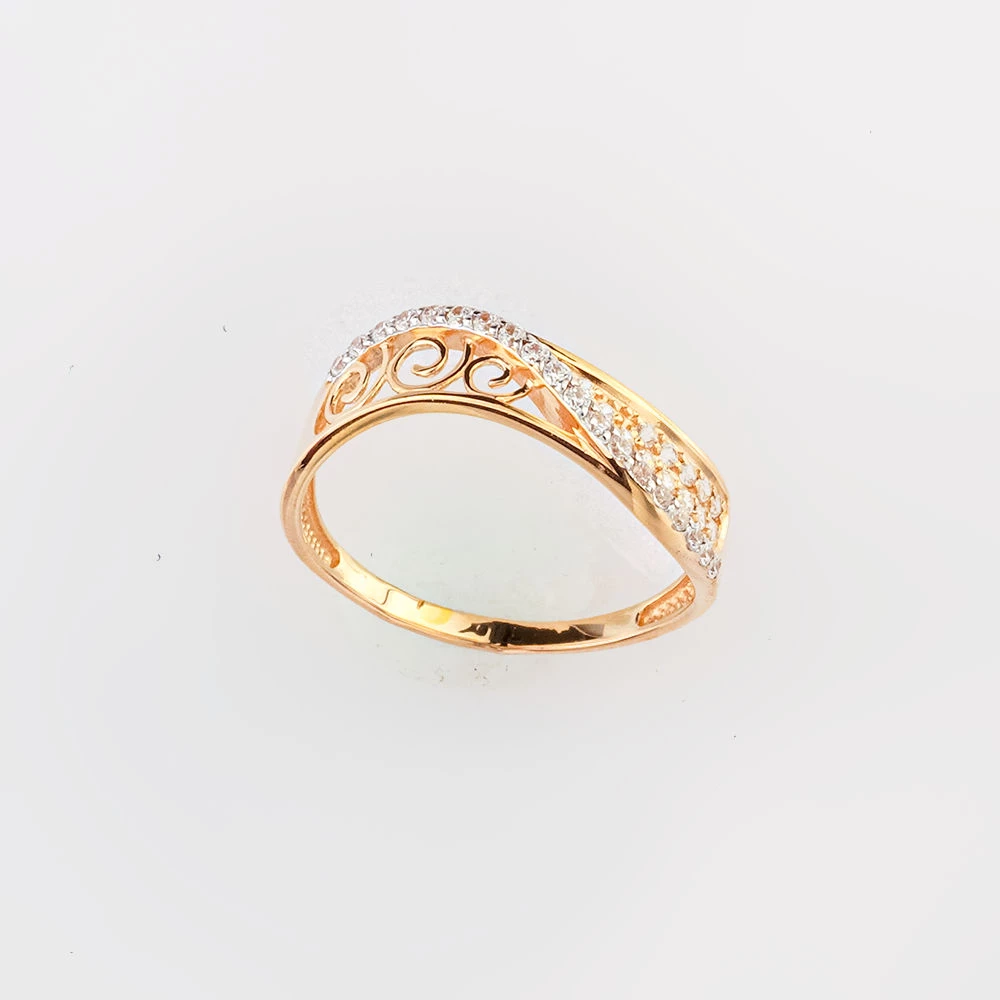 Кольцо с фианитом из красного золота 585 пробы